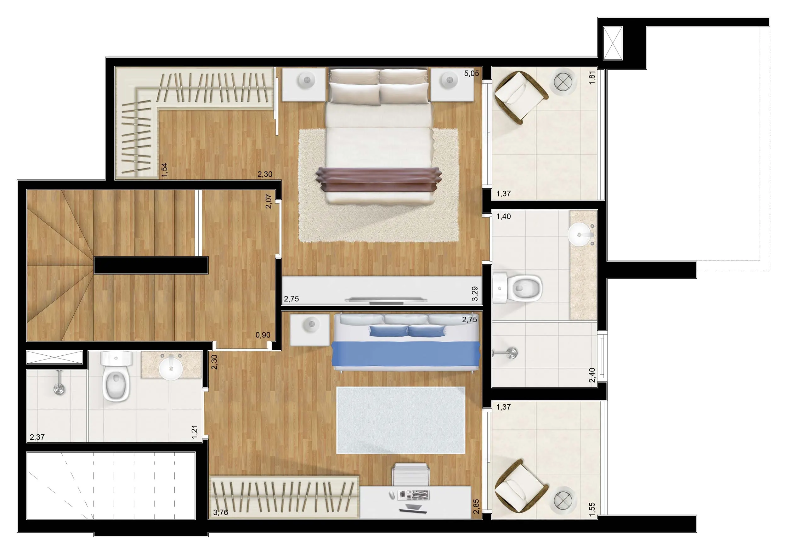 Tipo C Superior com medidas